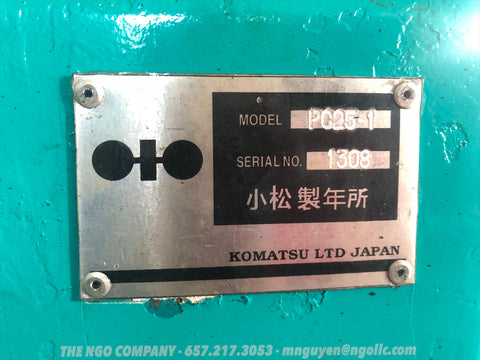 014.04 Komatsu PC25-1 Mini Excavator S/N 1308